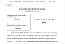 SC Federal Court hands Jones a loss in his battle with the ACNA